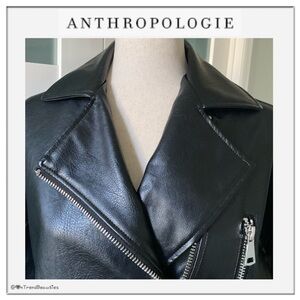 Oversized Boyfriend Anthropologie by Maeve Faux-Leather Moto Jacket